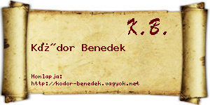 Kódor Benedek névjegykártya