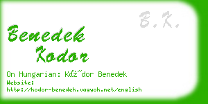 benedek kodor business card